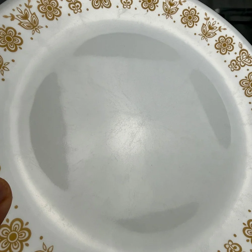 Corelle Butterfly Gold Dinner Plates Set of 4 Vintage Vitrelle Glass 10.25 in